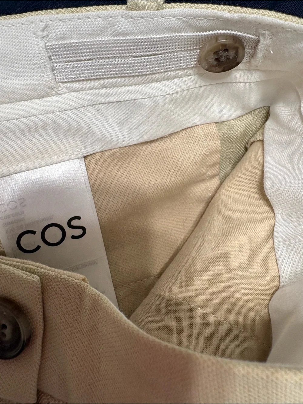 COS Relaxed Wide Leg Pleated Tailored Trousers Beige Size 4 NWT